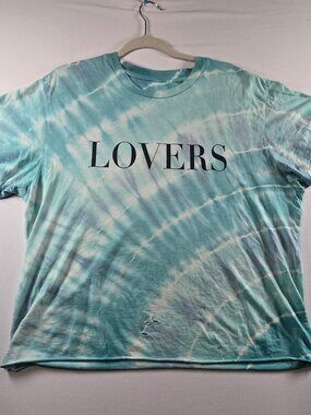 AMIRI Lovers Tie Dye T-Shirt Men’s M Blue Distressed Skull Heart Graphic Tee